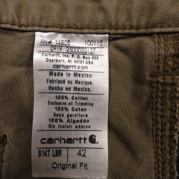 Carhartt Original Fit Work Shorts – Men’s 42 Khaki Taupe 10" Inseam - Picture 3 of 9